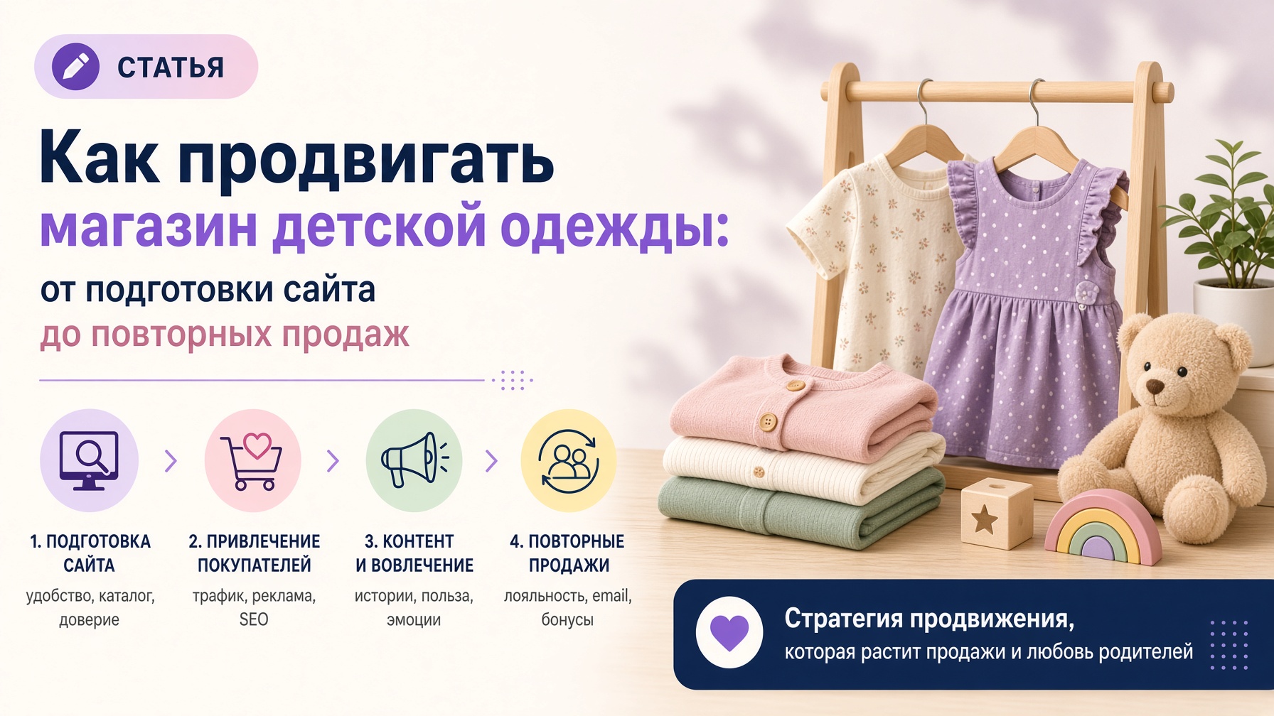 Как продвигать магазин детской одежды: от подготовки сайта до повторных продаж